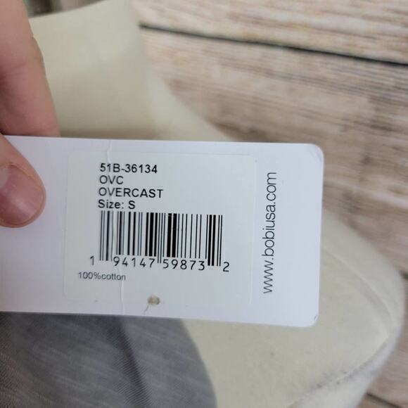NWT Bobi Short Sleeve Rib Trim Top Overcast Green Gray Small‎ - Picture 5 of 6